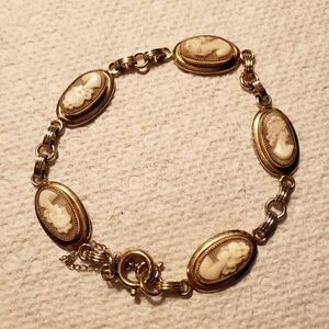 Antiqued Station 5 Carved Cameo Bracelet